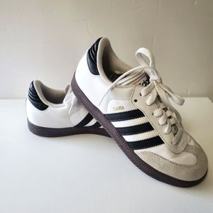 Adidas Samba Boys White/Black/Tan Shoes